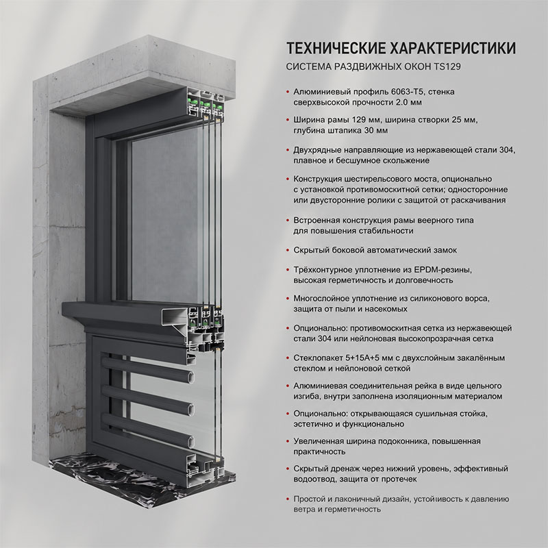 TS129 Раздвижное окно