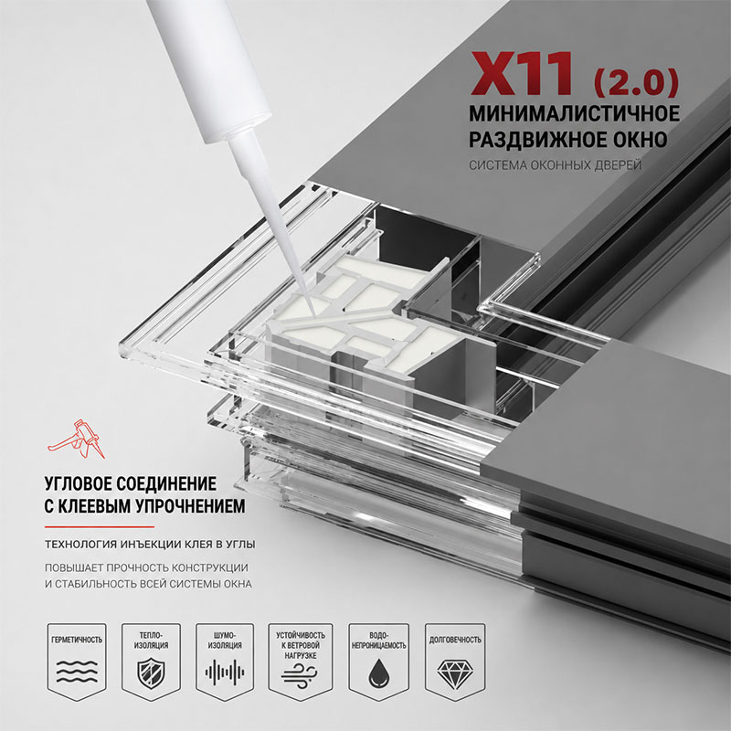 X11 Распашное окно с терморазрывом и интегрированной москитной сеткой