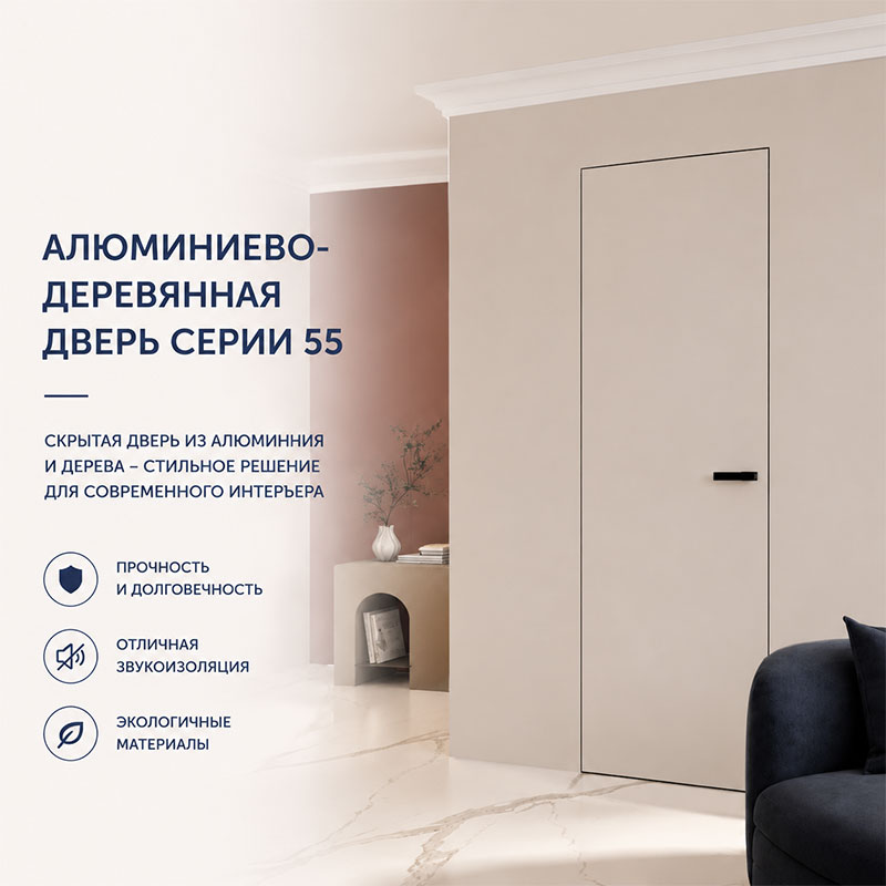 Алюминиево-деревянная дверь серии 55
