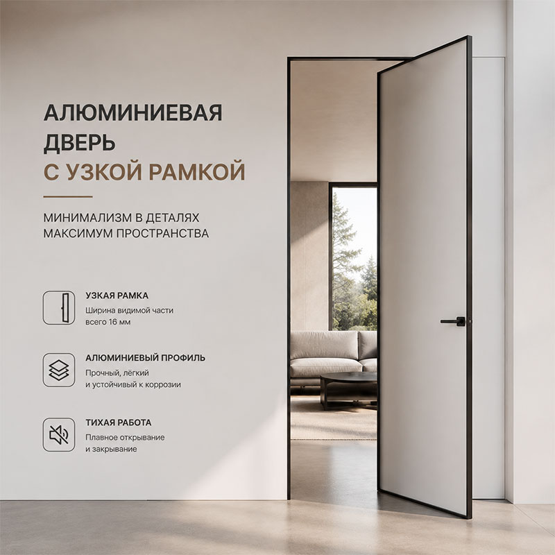 Узкопрофильная распашная дверь