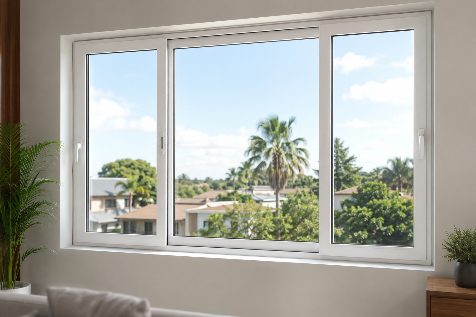 Окно из UPVC с текстурой дерева — практичное решение для современного интерьера