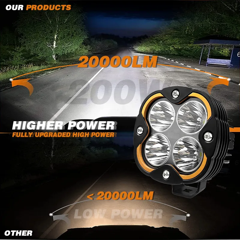 Новый сверхяркий светодиодный дополнительный фара для движения по бездорожью 200Вт 5 дюймов с дневным ходовым светом 24В, туманная и дальняя фара для авто, грузовиков, пикапов, ATV, UTV