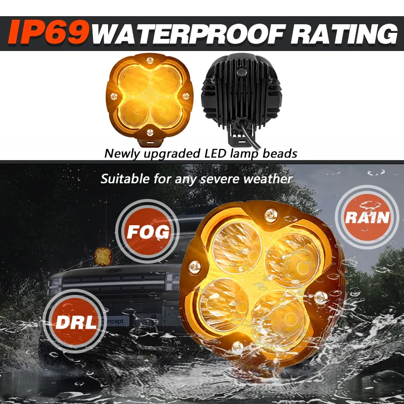 Новый сверхяркий светодиодный дополнительный фара для движения по бездорожью 200Вт 5 дюймов с дневным ходовым светом 24В, туманная и дальняя фара для авто, грузовиков, пикапов, ATV, UTV