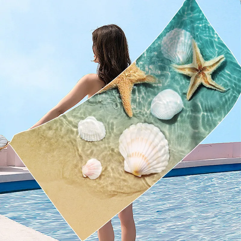 Пляжное полотенце с вышитым логотипом, 3D-персонажем из мультфильма, индивидуальными формами, впитывающим коралловым флисом