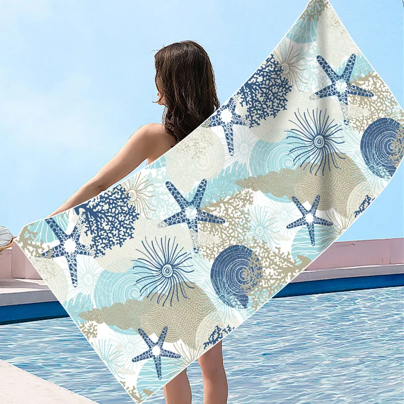 Пляжное полотенце с вышитым логотипом, 3D-персонажем из мультфильма, индивидуальными формами, впитывающим коралловым флисом