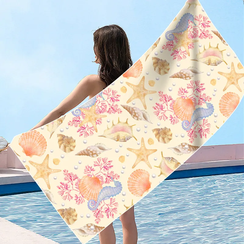 Пляжное полотенце с вышитым логотипом, 3D-персонажем из мультфильма, индивидуальными формами, впитывающим коралловым флисом