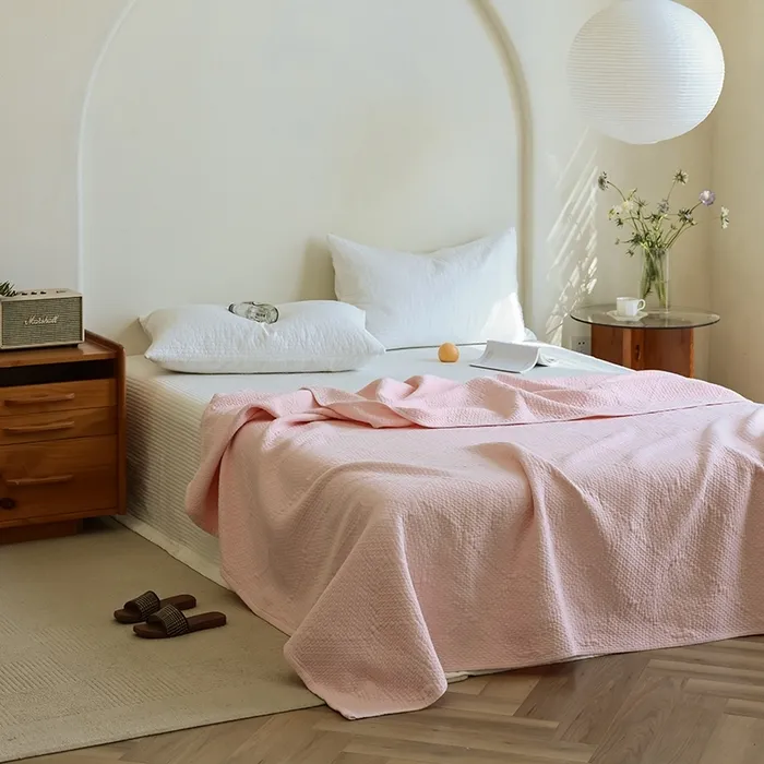 Утепленный шестислойный хлопковый плед из марли с жаккардовым узором