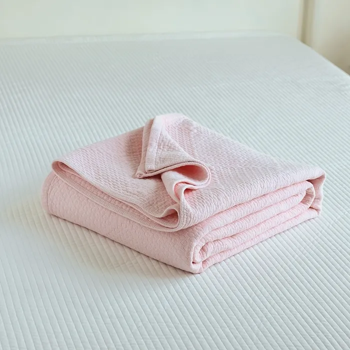 Утепленный шестислойный хлопковый плед из марли с жаккардовым узором