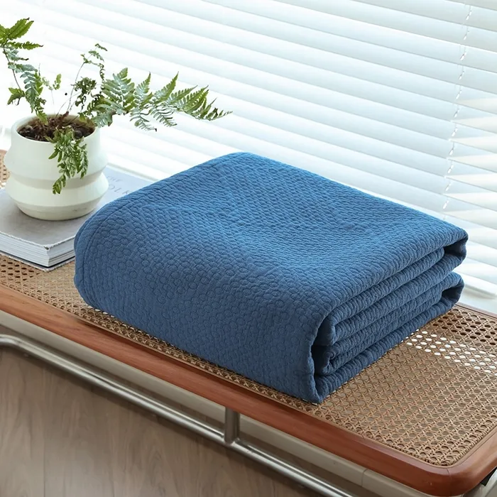 Утепленный шестислойный хлопковый плед из марли с жаккардовым узором