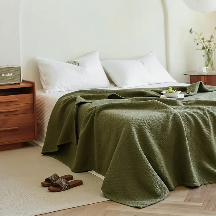 Утепленный шестислойный хлопковый плед из марли с жаккардовым узором