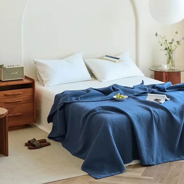 Утепленный шестислойный хлопковый плед из марли с жаккардовым узором