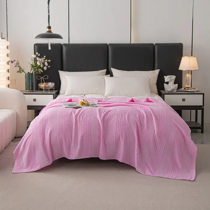 Хлопковое плед-одеяло с сотовой петлей, универсальное для сна, кондиционера