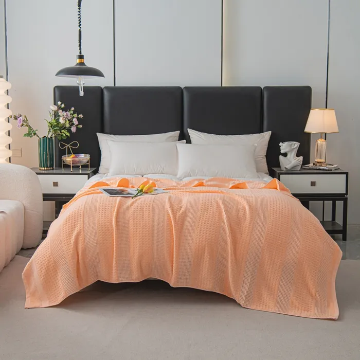 Хлопковое плед-одеяло с сотовой петлей, универсальное для сна, кондиционера