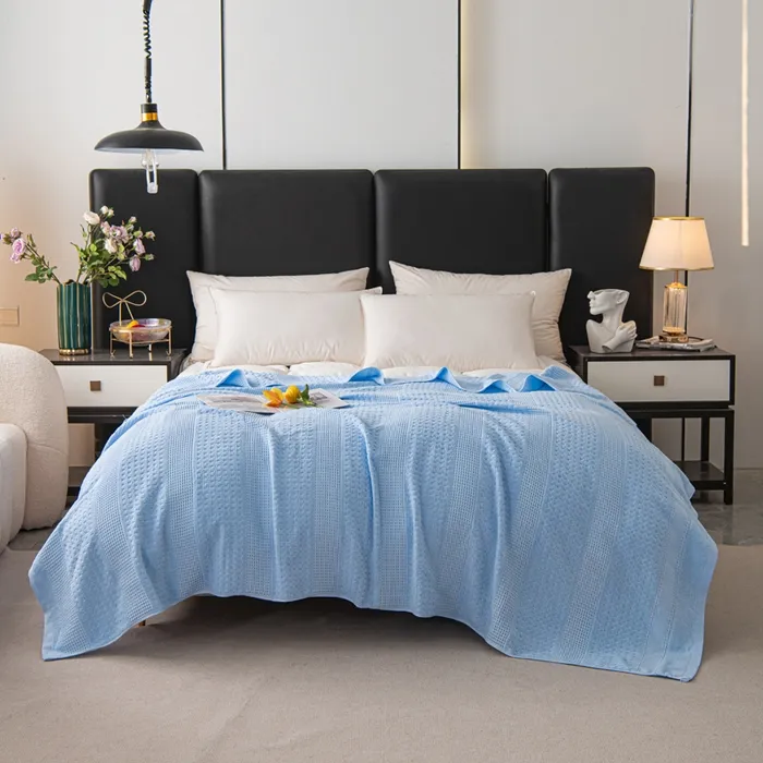 Хлопковое плед-одеяло с сотовой петлей, универсальное для сна, кондиционера