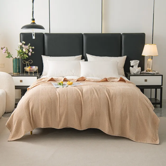 Хлопковое плед-одеяло с сотовой петлей, универсальное для сна, кондиционера