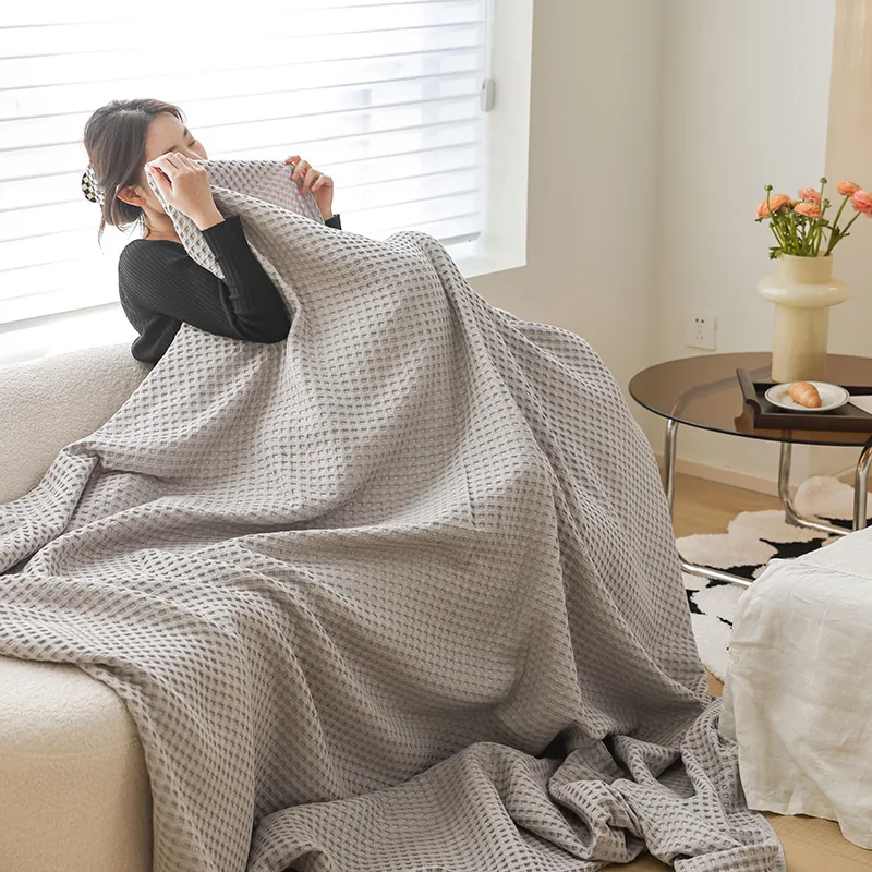 Хлопковый вафельный плед из марли, для лета, всех сезонов, кондиционера и дивана