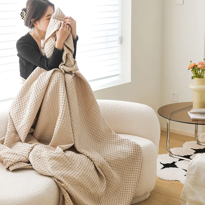 Хлопковый вафельный плед из марли, для лета, всех сезонов, кондиционера и дивана