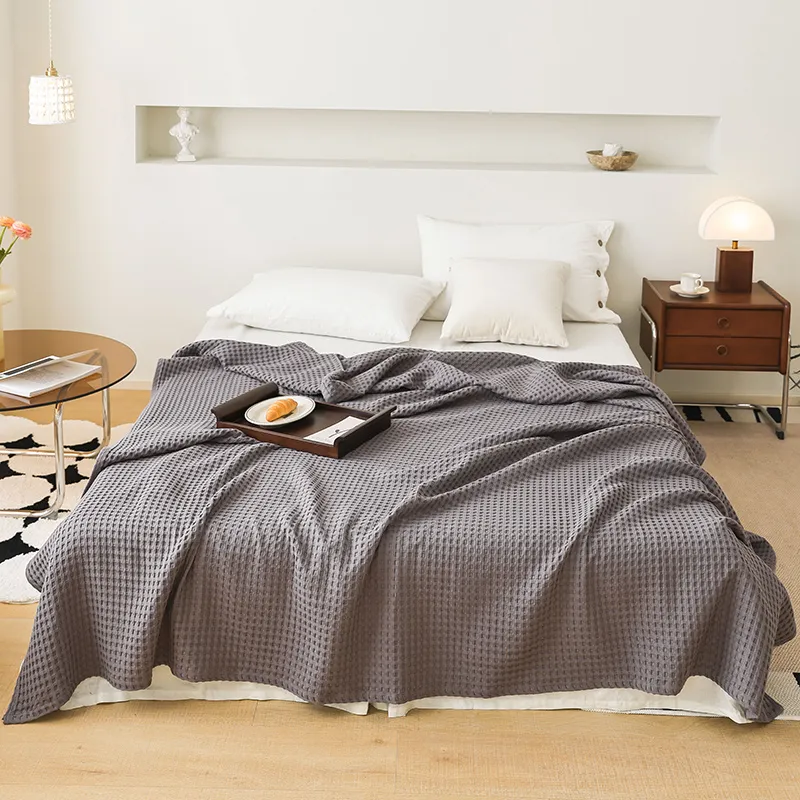 Хлопковый вафельный плед из марли, для лета, всех сезонов, кондиционера и дивана