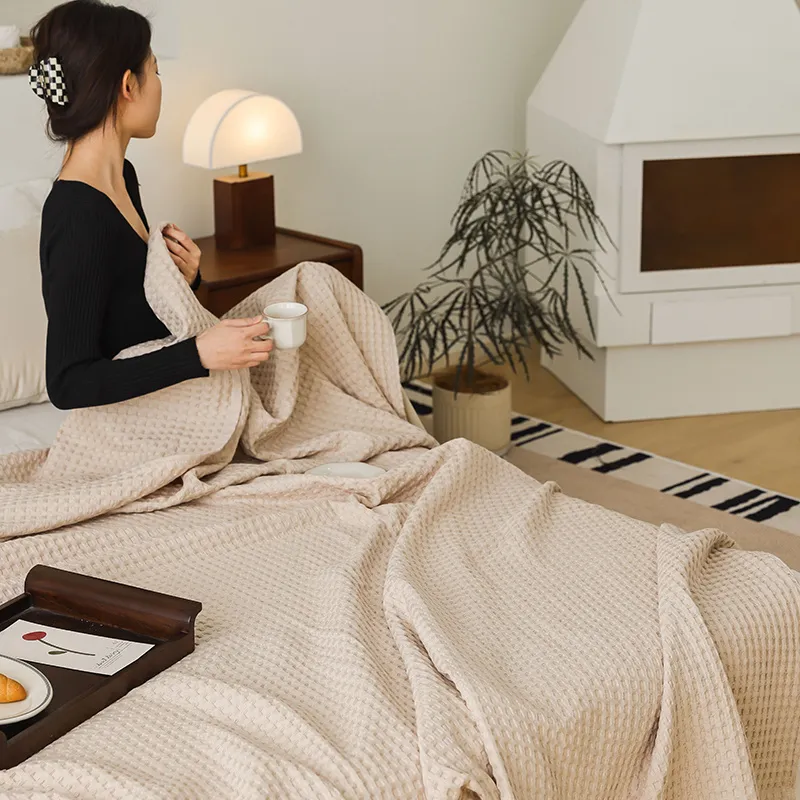 Хлопковый вафельный плед из марли, для лета, всех сезонов, кондиционера и дивана