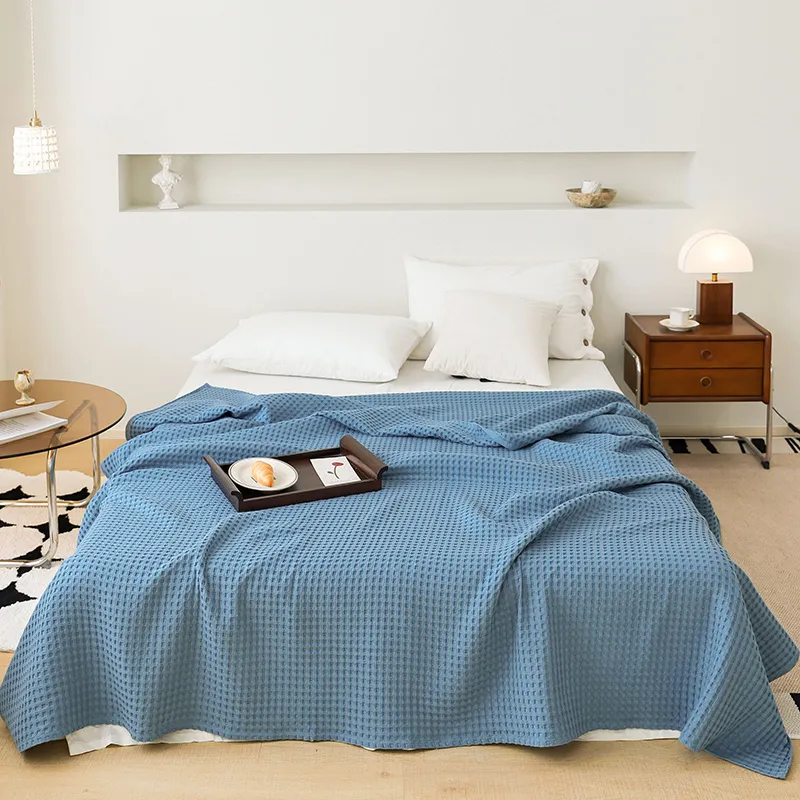 Хлопковый вафельный плед из марли, для лета, всех сезонов, кондиционера и дивана