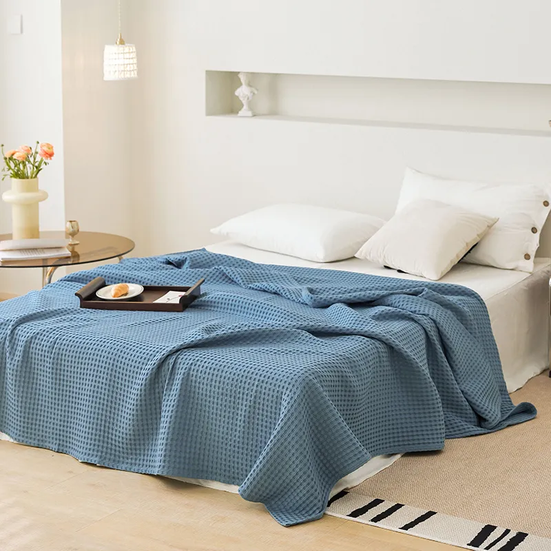 Хлопковый вафельный плед из марли, для лета, всех сезонов, кондиционера и дивана