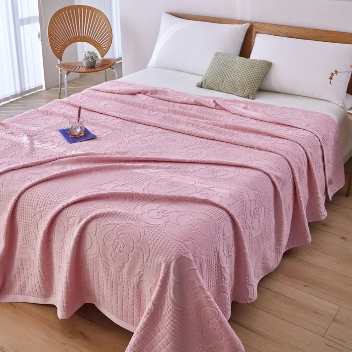 Хлопковый плед с ворсом петлей, Категория А, универсальный