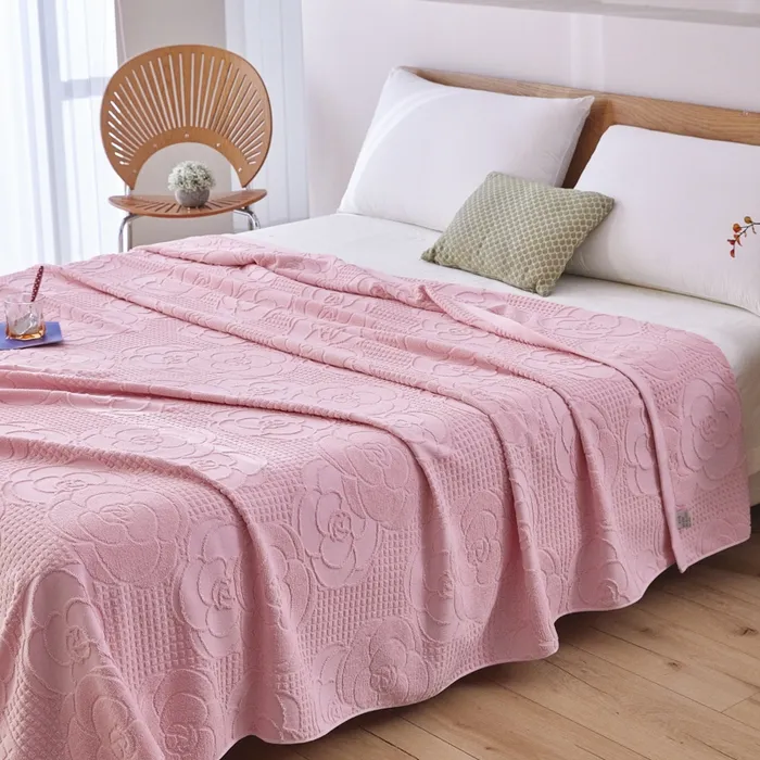 Хлопковый плед с ворсом петлей, Категория А, универсальный