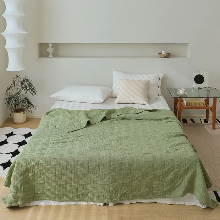 Шестислойный хлопковый плед из марли, гладкокрашеный с жаккардом, для кондиционера