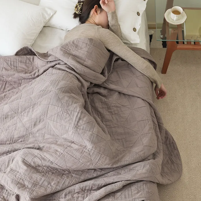 Шестислойный хлопковый плед из марли, гладкокрашеный с жаккардом, для кондиционера