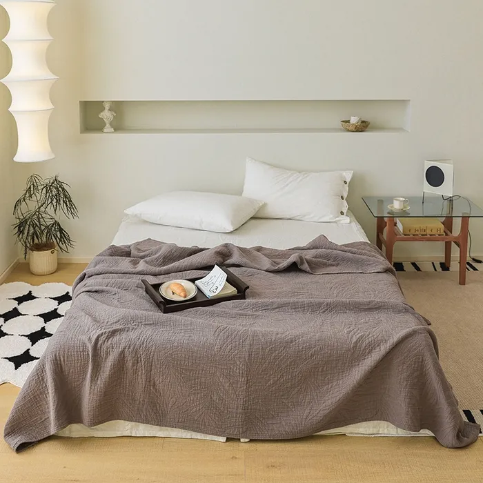 Шестислойный хлопковый плед из марли, гладкокрашеный с жаккардом, для кондиционера