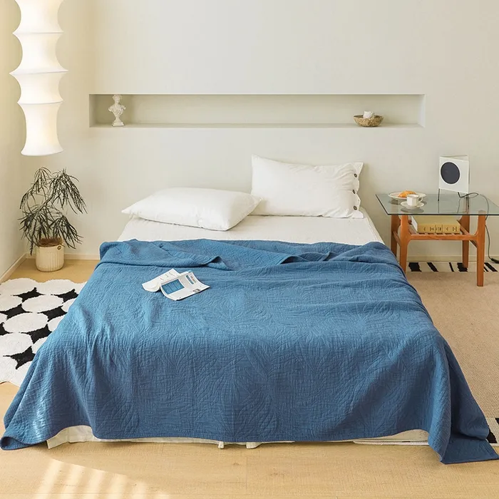 Шестислойный хлопковый плед из марли, гладкокрашеный с жаккардом, для кондиционера