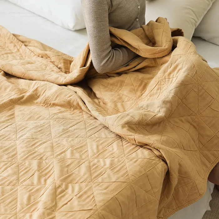 Шестислойный хлопковый плед из марли, гладкокрашеный с жаккардом, для кондиционера