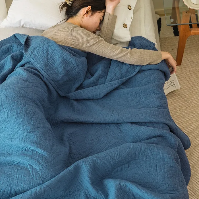 Шестислойный хлопковый плед из марли, гладкокрашеный с жаккардом, для кондиционера