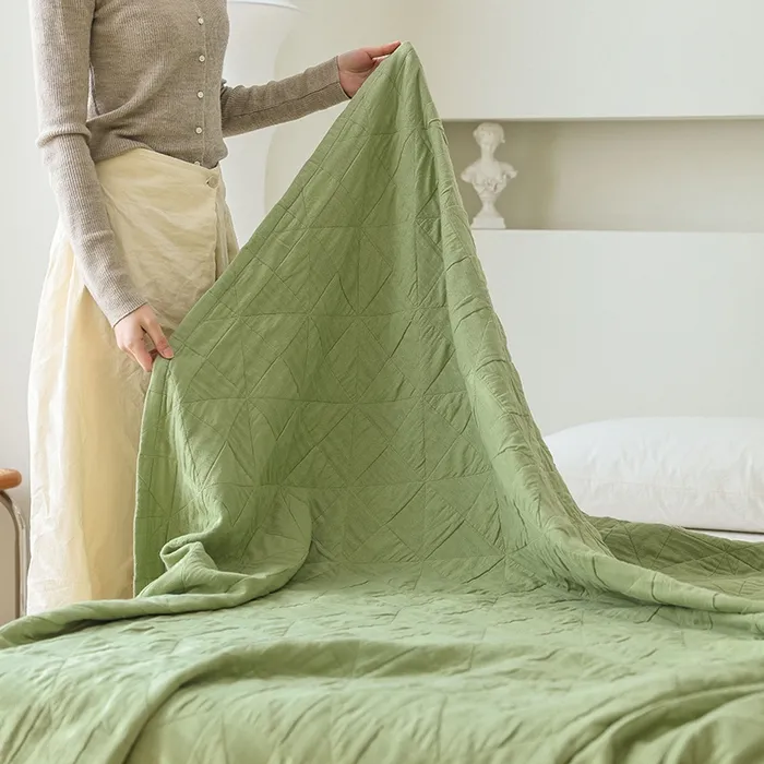 Шестислойный хлопковый плед из марли, гладкокрашеный с жаккардом, для кондиционера