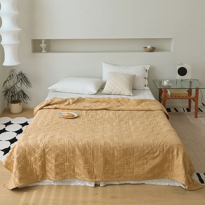 Шестислойный хлопковый плед из марли, гладкокрашеный с жаккардом, для кондиционера