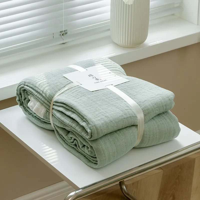 Японский хлопковый плед из марли, гладкокрашеный для кондиционера, дивана