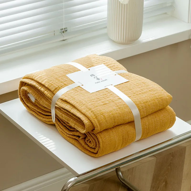 Японский хлопковый плед из марли, гладкокрашеный для кондиционера, дивана