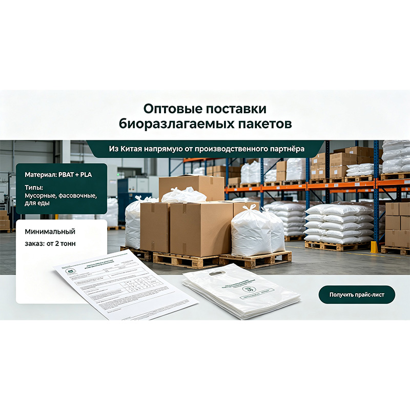 Полностью биоразлагаемые экологичные пакеты (состав: PBAT + PLA)