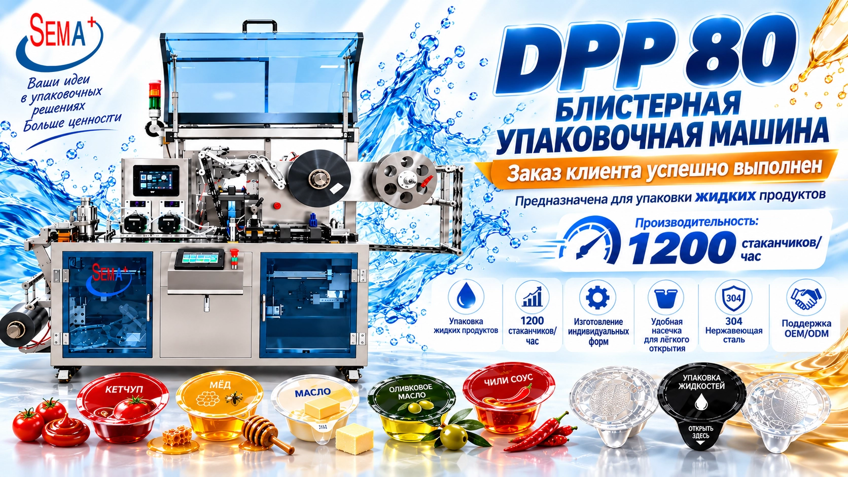 Заказ на блистерную упаковочную машину DPP-80 для жидких продуктов завершён