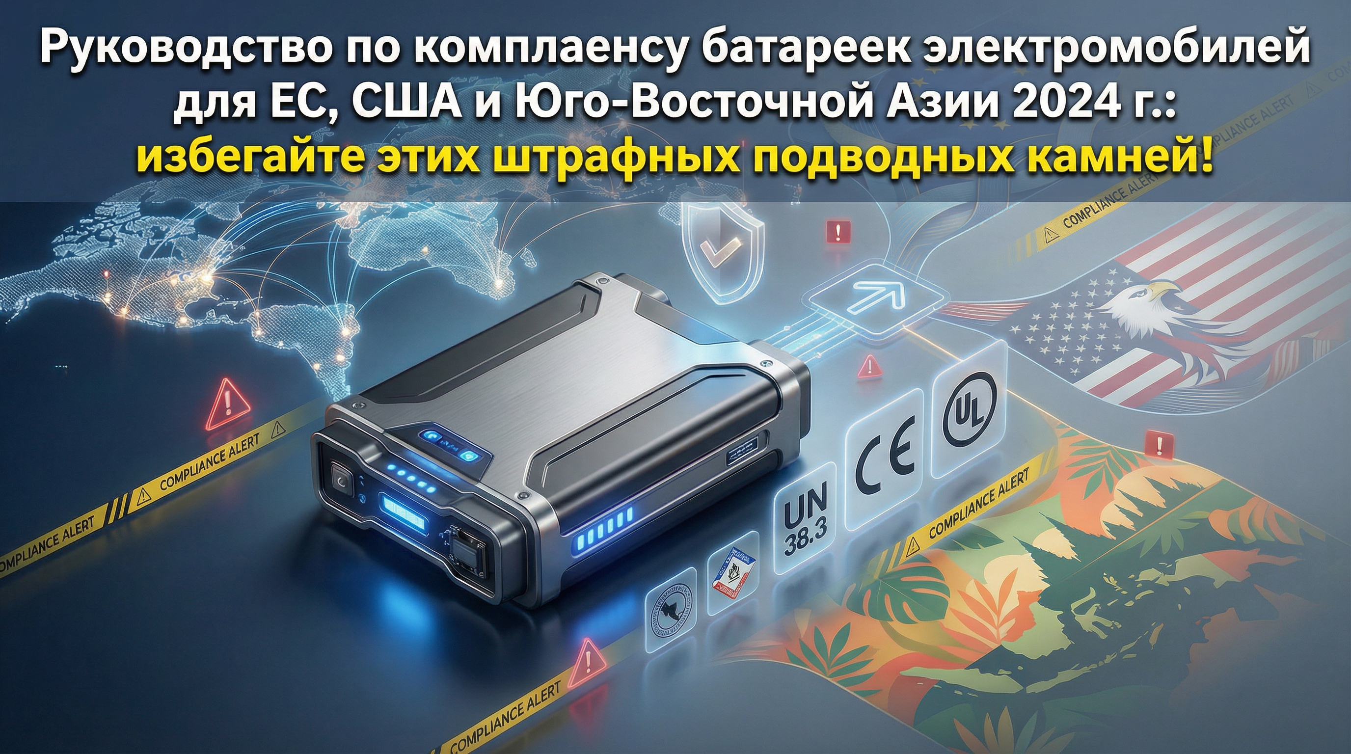 Руководство по комплаенсу батареек электромобилей для ЕС, США и Юго-Восточной Азии 2024 г.: избегайте этих штрафных подводных камней!