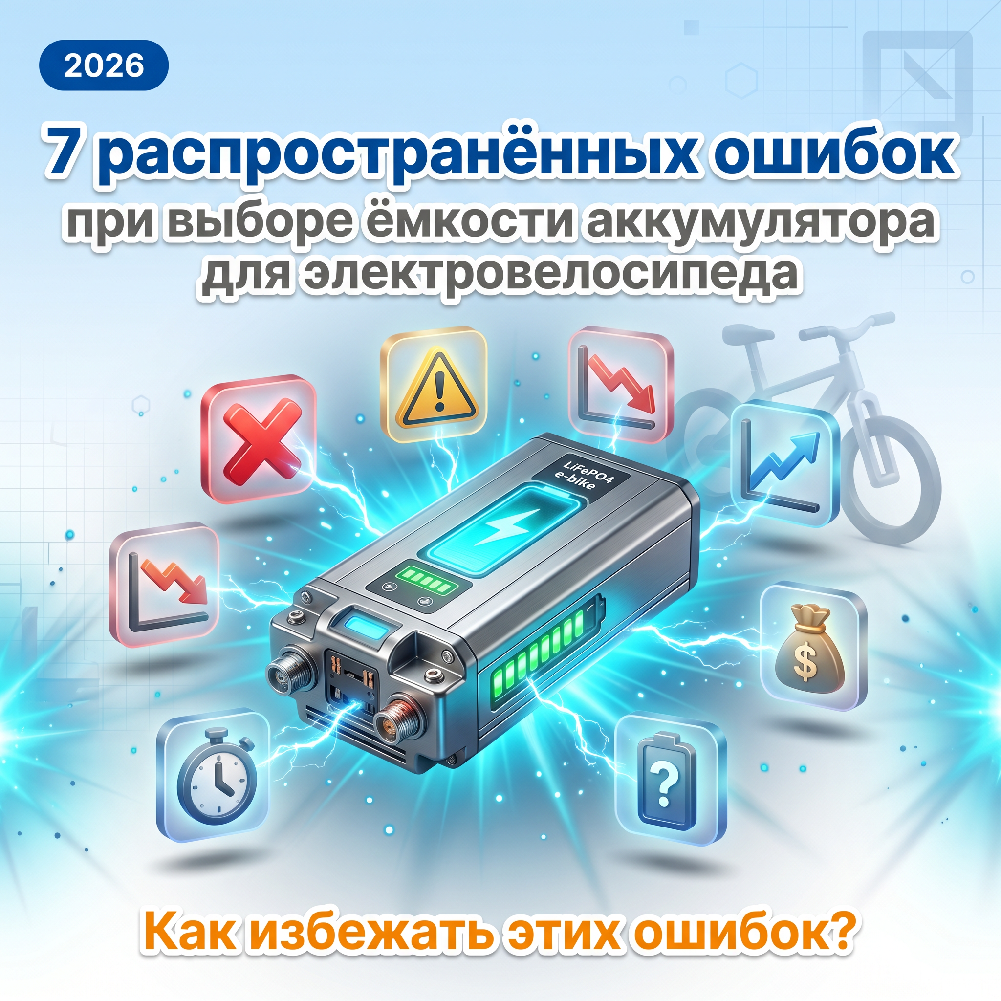 7 распространённых ошибок при выборе ёмкости аккумулятора для электровелосипеда