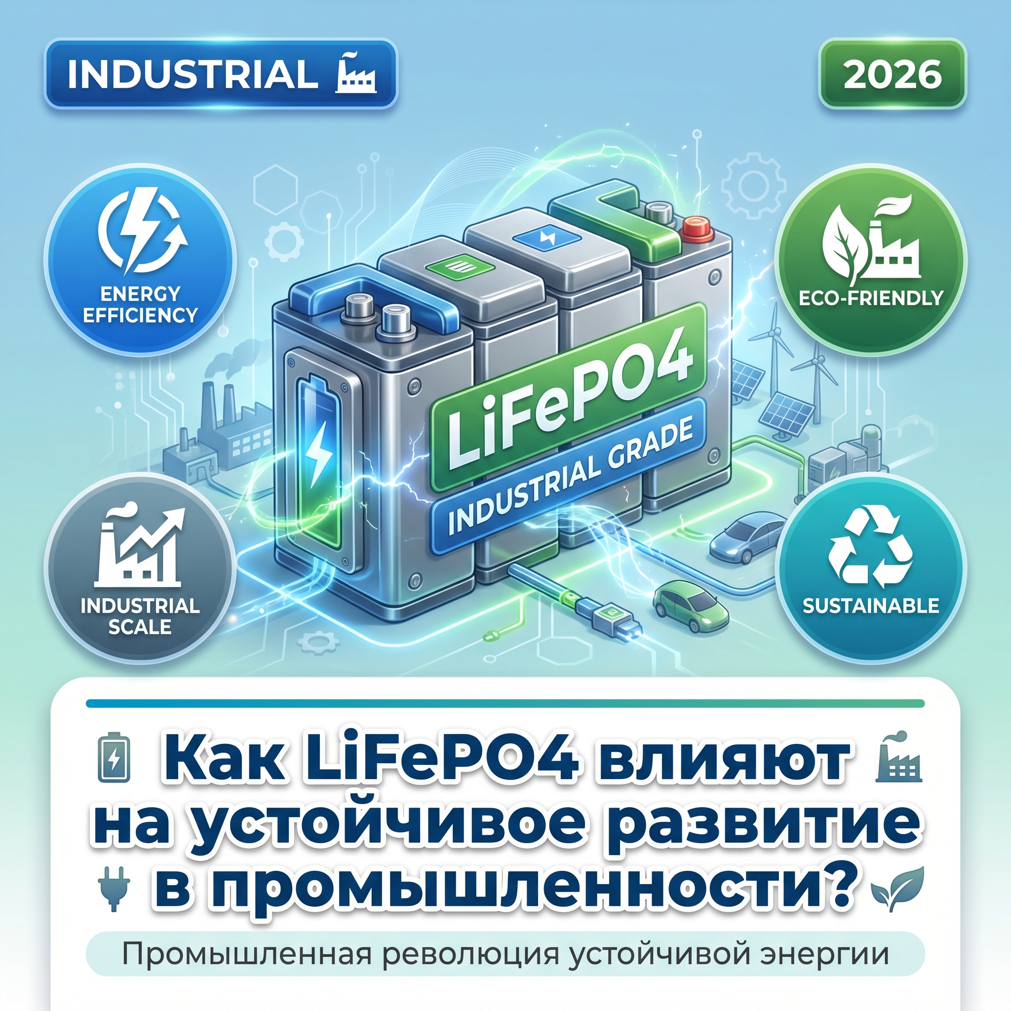 Как LiFePO4 влияют на устойчивое развитие в промышленности?