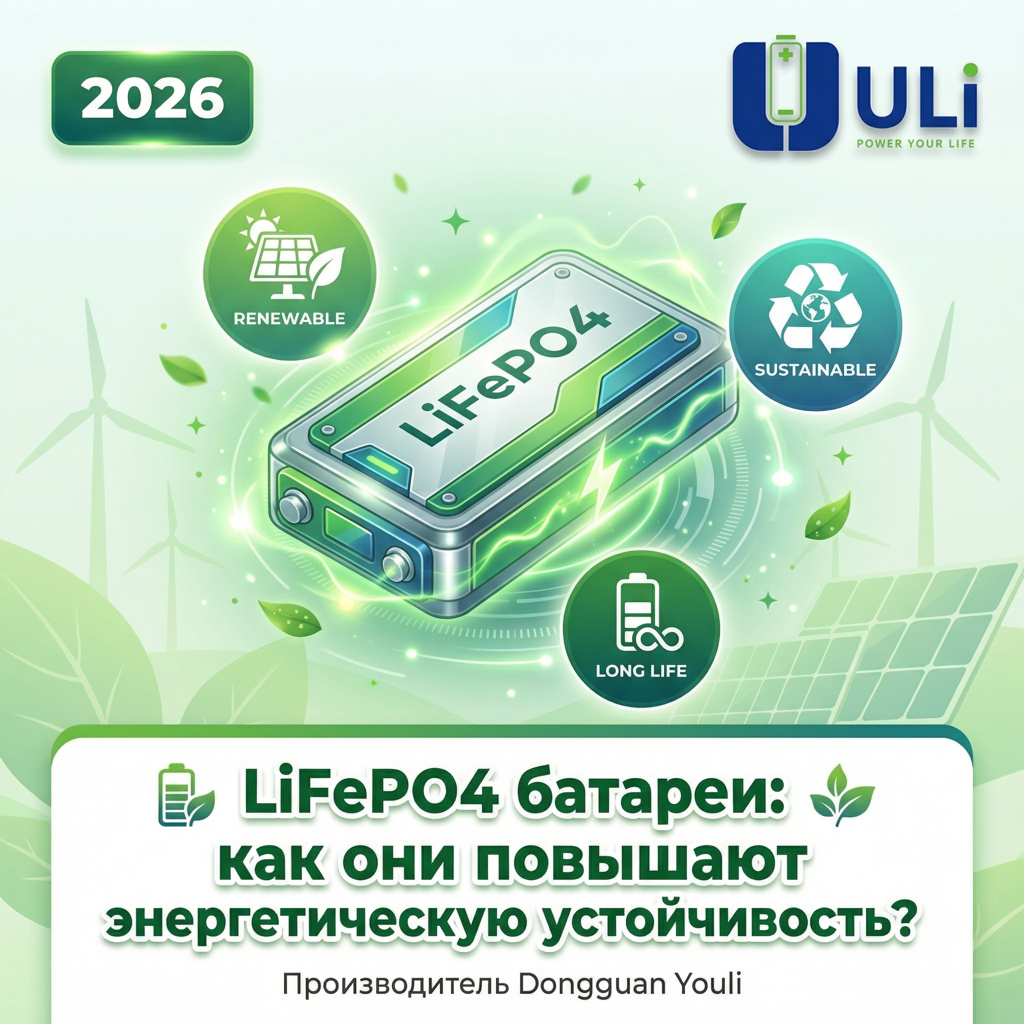 LiFePO4 батареи: как они повышают энергетическую устойчивость? | Производитель Dongguan Youli