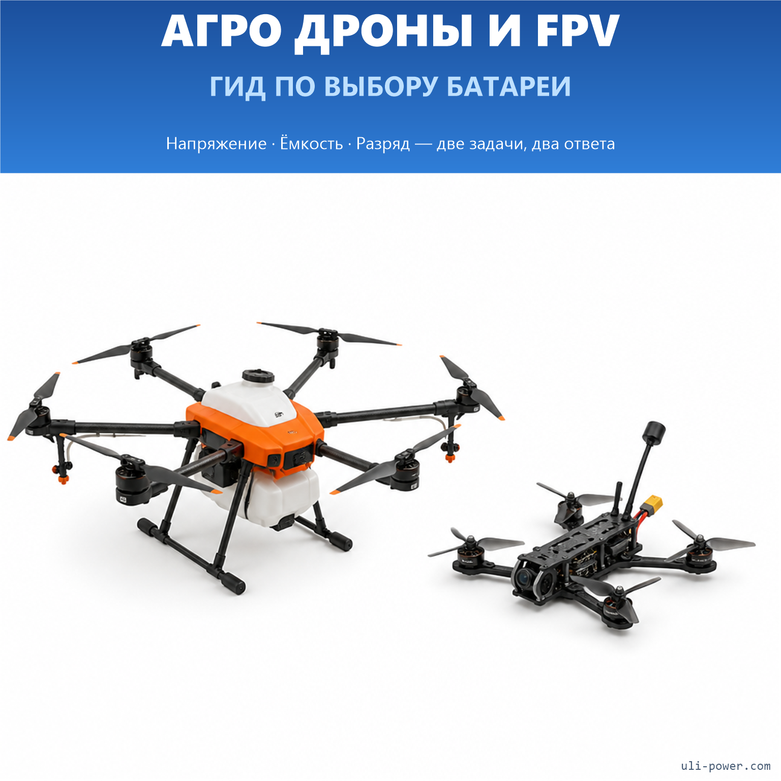 Руководство по напряжению, ёмкости и разряду аккумуляторов дронов для сельскохозяйственных и FPV‑применений