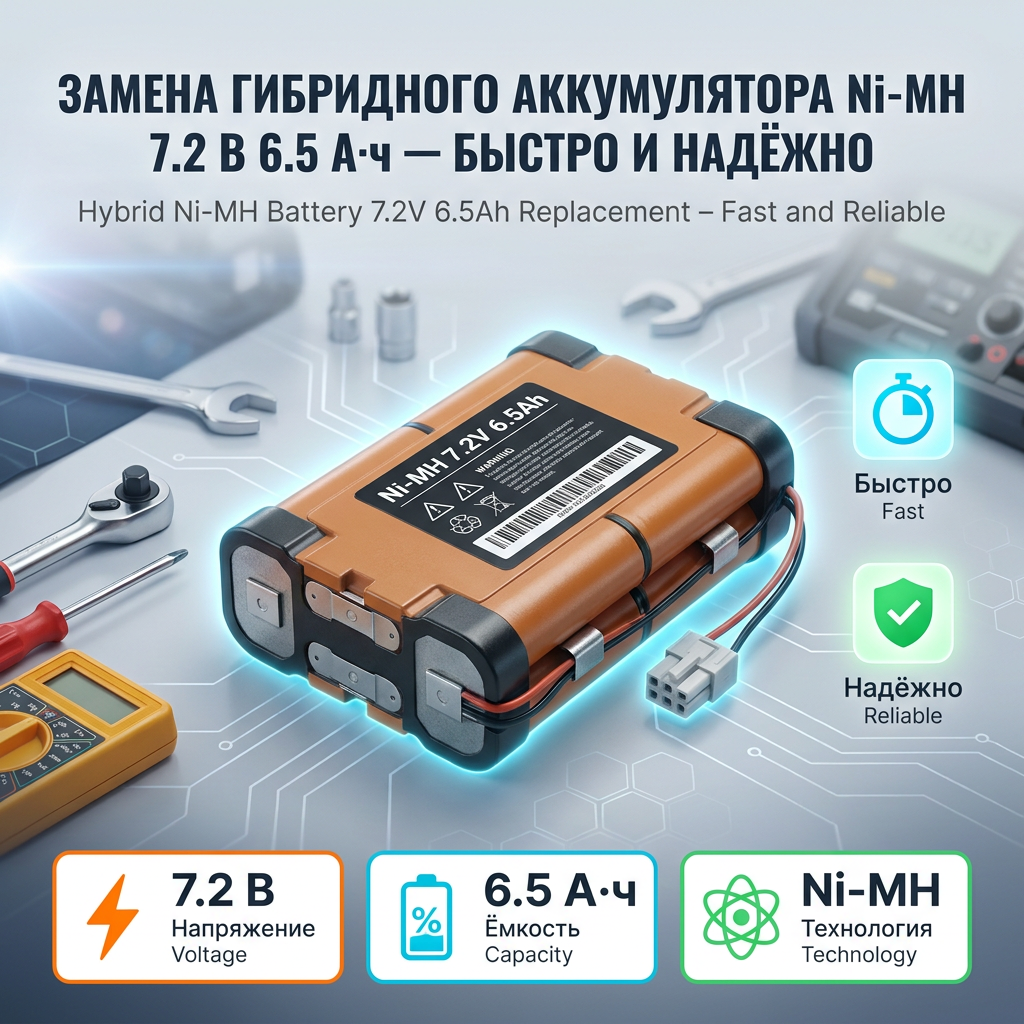 Замена гибридного аккумулятора Ni-MH 7.2 В 6.5 А·ч — быстро и надёжно