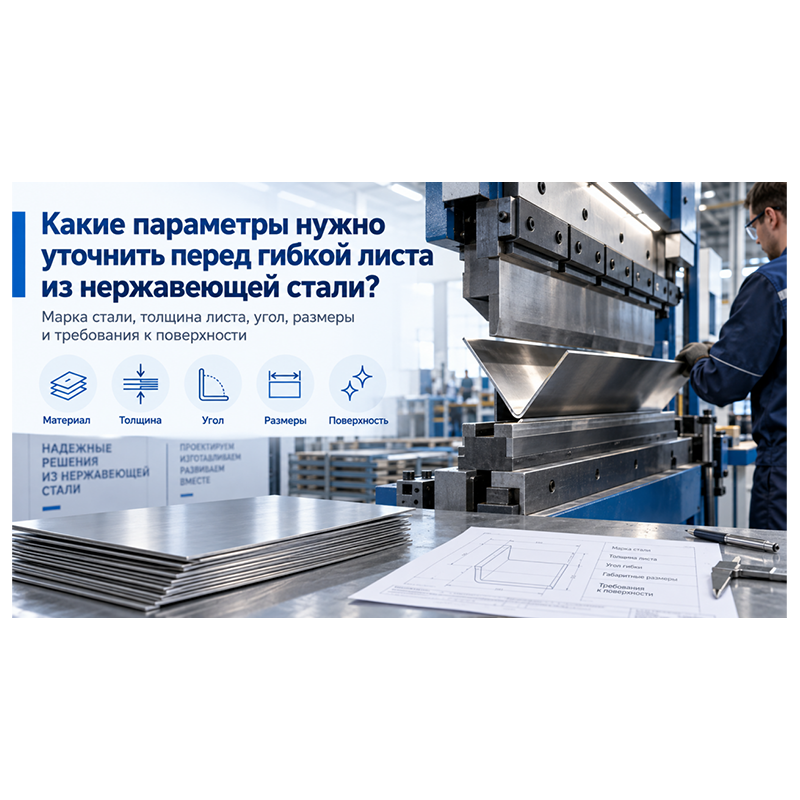 Какие параметры необходимо уточнить перед гибкой листов из нержавеющей стали?