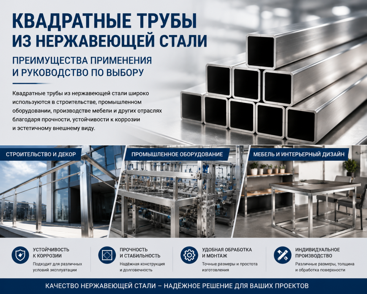 Преимущества применения квадратной трубы