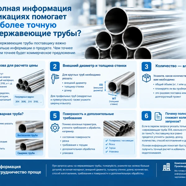 Почему полная информация о спецификациях делает расценки на трубы из нержавеющей стали более точными?