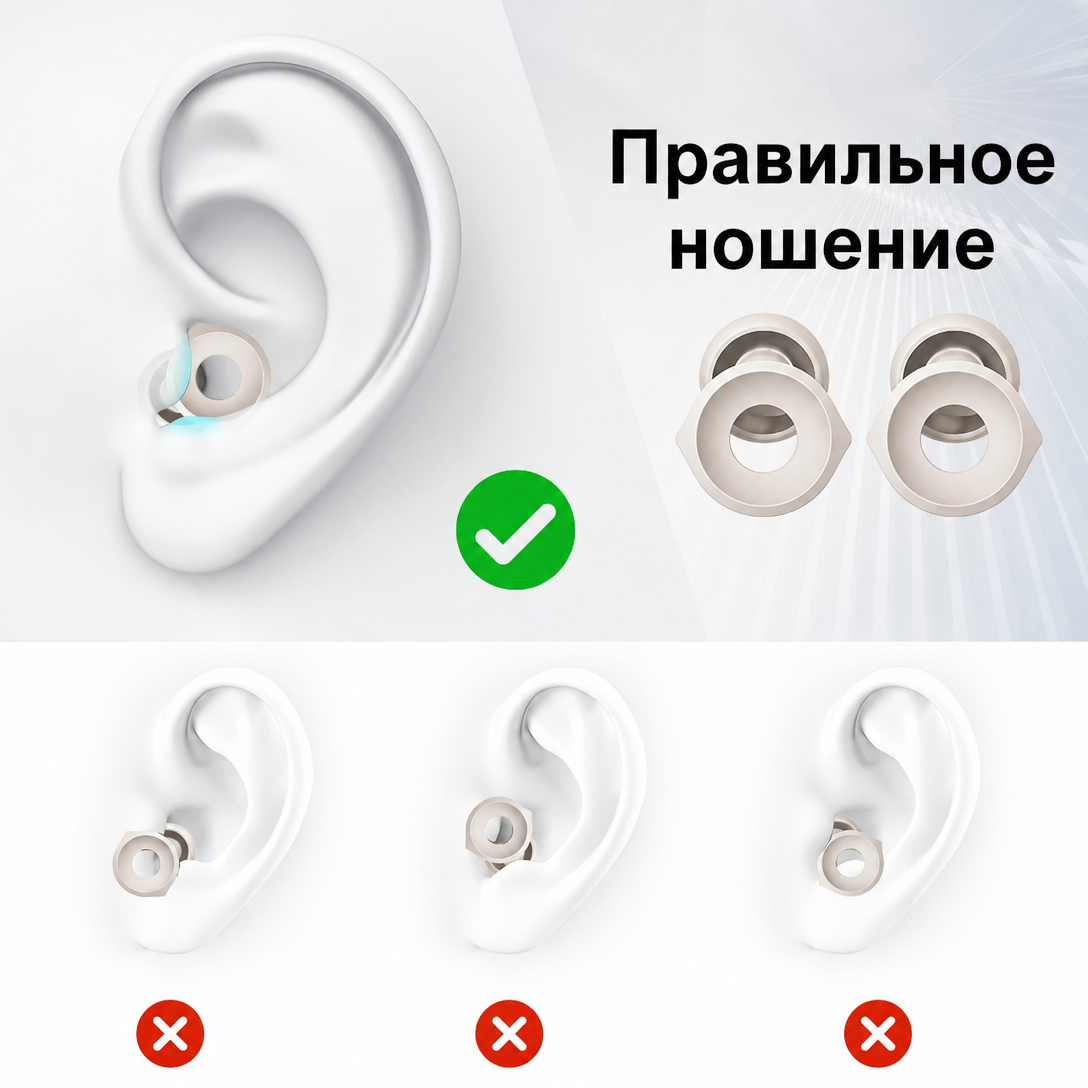 Белые силиконовые беруши с шумоподавлением — для сна и путешествий
