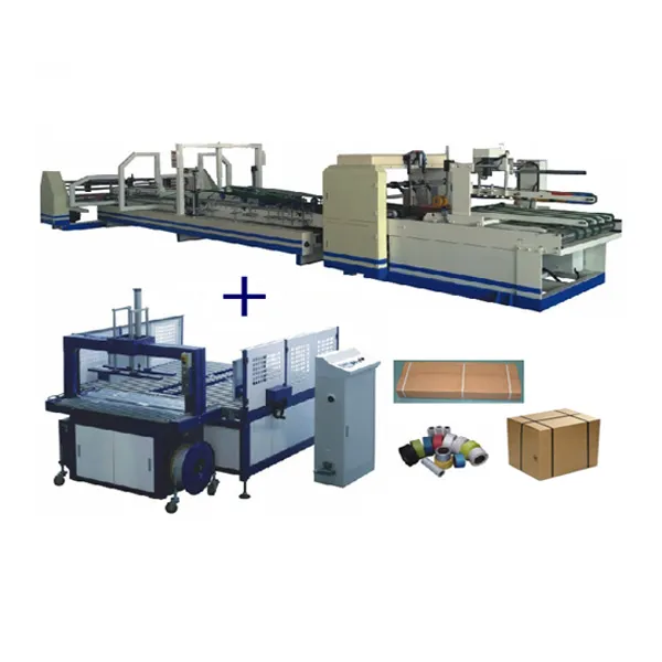 Автоматическая машина для складывания и склеивания картонных коробок с встроенной обвязкой MJZXJ-1
